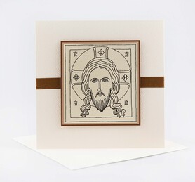 Kartka - Oblicze Jezusa - Mandylion - Ecru